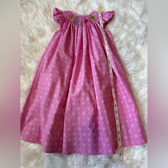 Smocked beach dress - pink with polka dots - size 3 - Picture 2 of 4